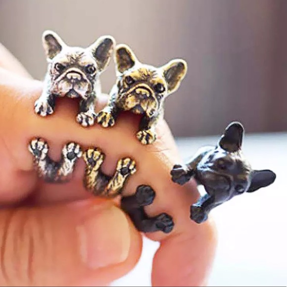 {DOTTIE} sterling silver dog wrap ring silver color only - Picture 1 of 5